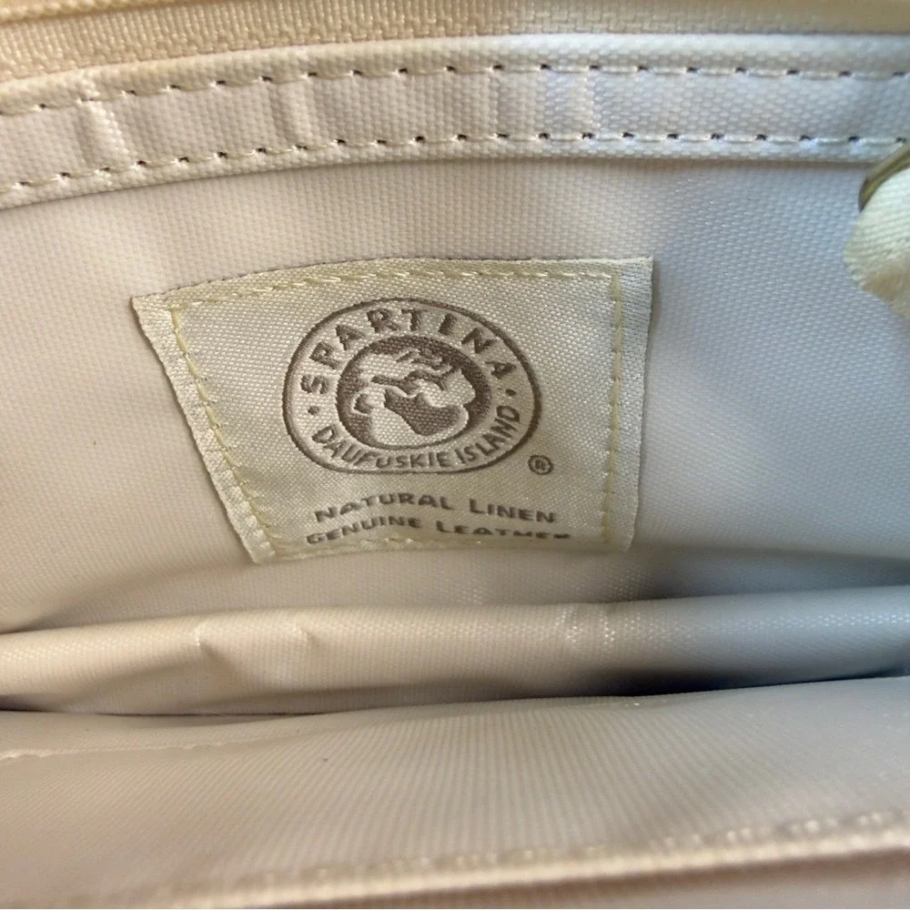 Spartina 449 Floral Wristlet Wallet Blue Pink Cream Linen Leather‎ Small